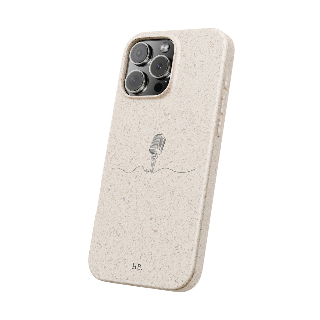 Biodegradable Phone Case — Minimal Microphone Sketch (HB), Eco-Friendly iPhone Cover