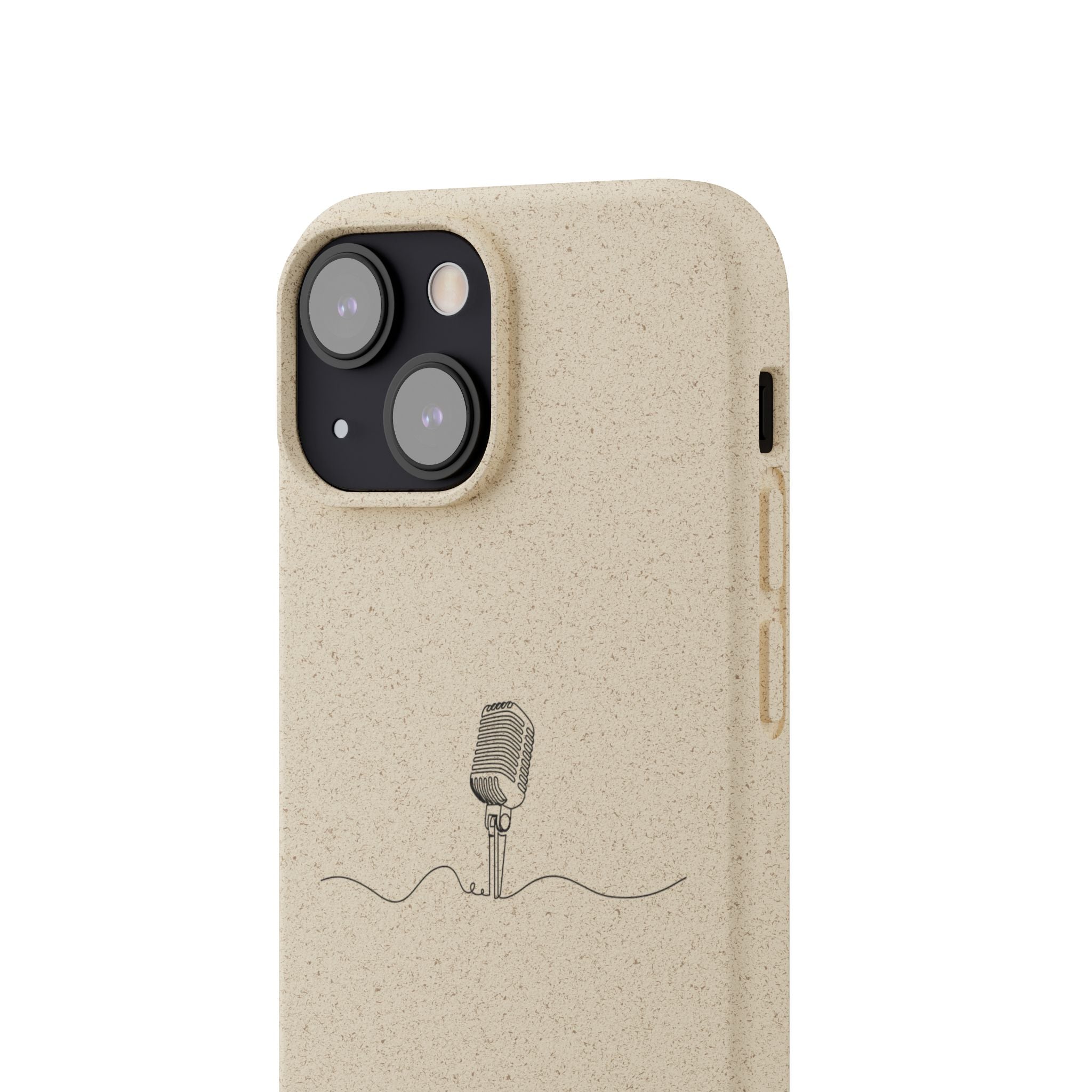 Biodegradable Phone Case — Minimal Microphone Sketch (HB), Eco-Friendly iPhone Cover