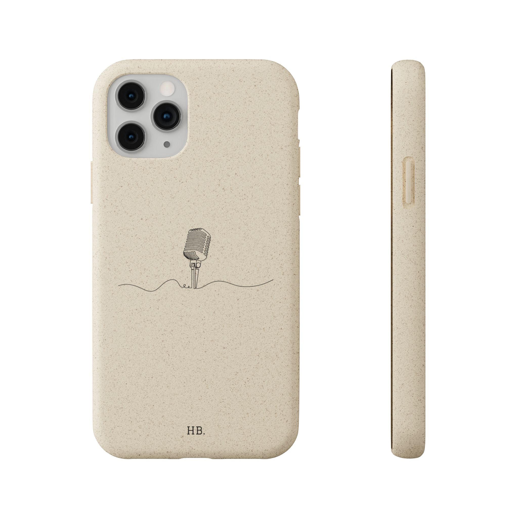 Biodegradable Phone Case — Minimal Microphone Sketch (HB), Eco-Friendly iPhone Cover