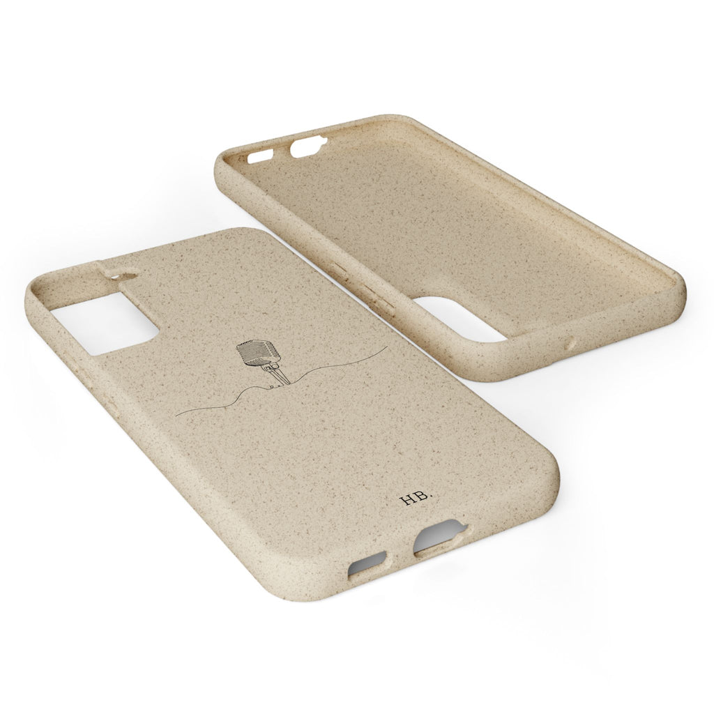 Biodegradable Phone Case — Minimal Microphone Sketch (HB), Eco-Friendly iPhone Cover