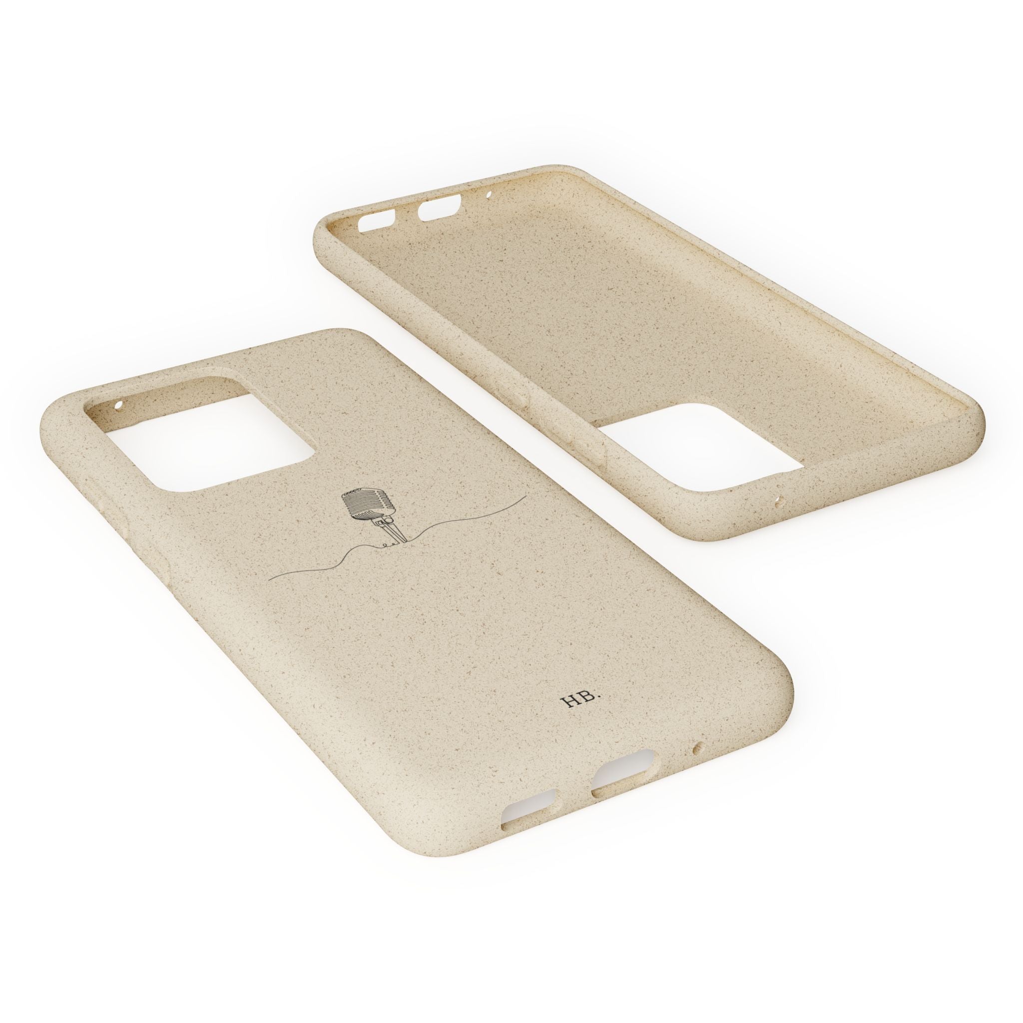 Biodegradable Phone Case — Minimal Microphone Sketch (HB), Eco-Friendly iPhone Cover