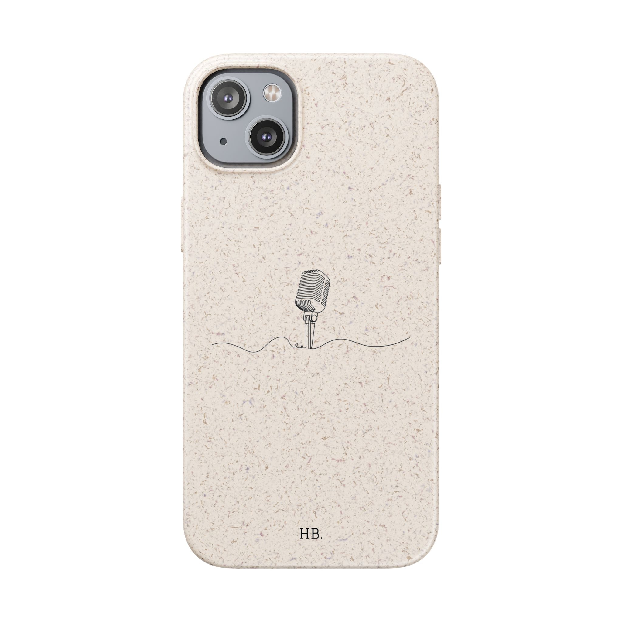 Biodegradable Phone Case — Minimal Microphone Sketch (HB), Eco-Friendly iPhone Cover