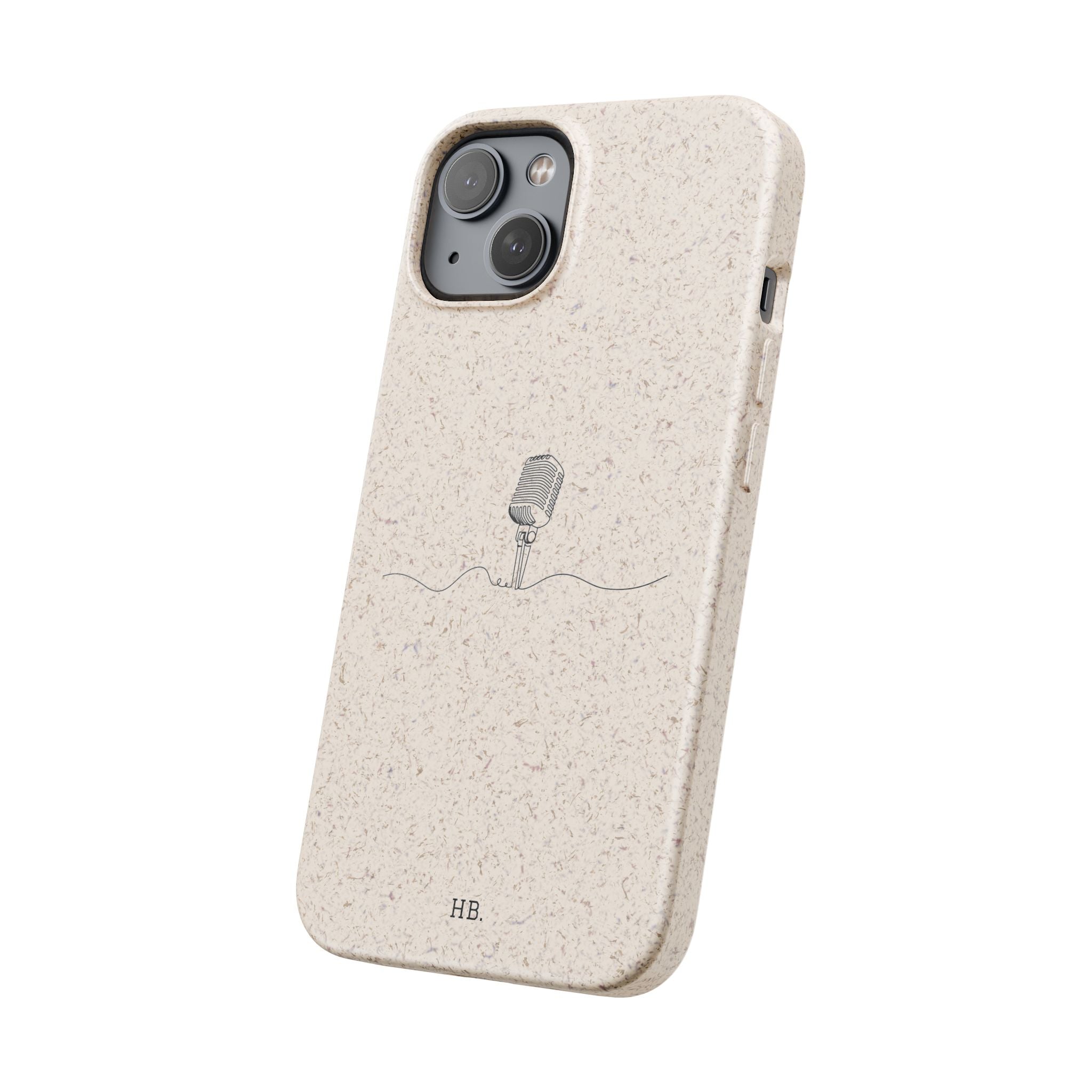 Biodegradable Phone Case — Minimal Microphone Sketch (HB), Eco-Friendly iPhone Cover