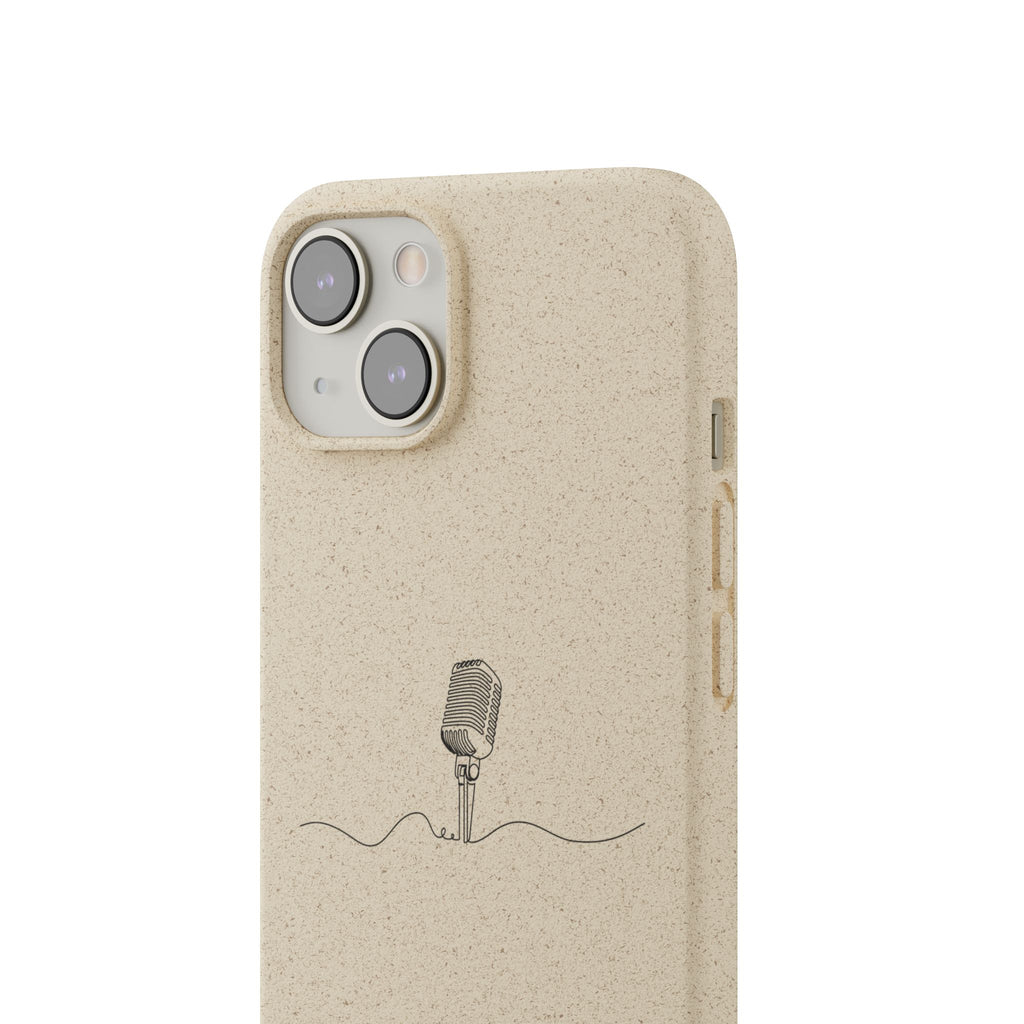 Biodegradable Phone Case — Minimal Microphone Sketch (HB), Eco-Friendly iPhone Cover