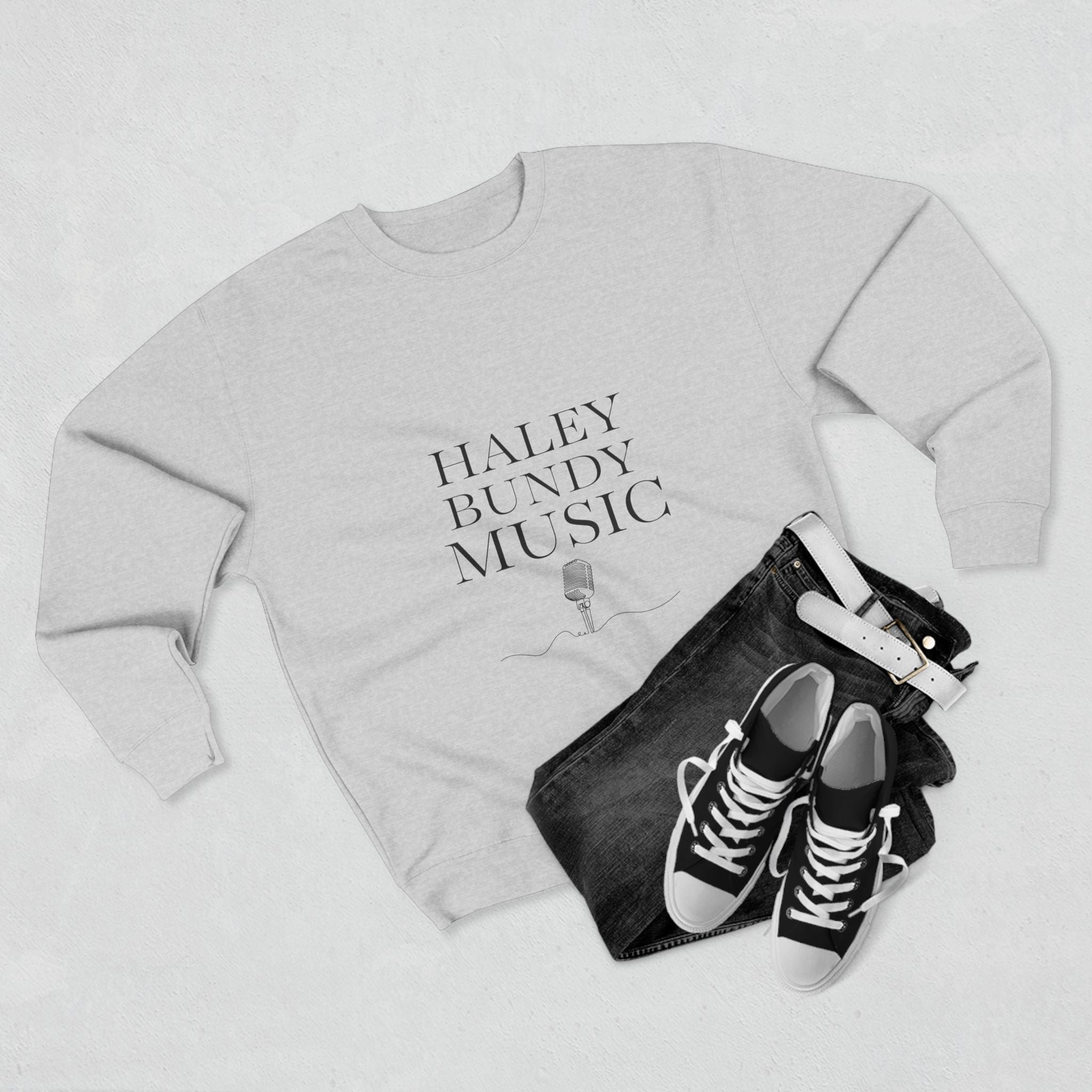 Haley Bundy Music Sweatshirt — Basic Microphone Crewneck (Mens)