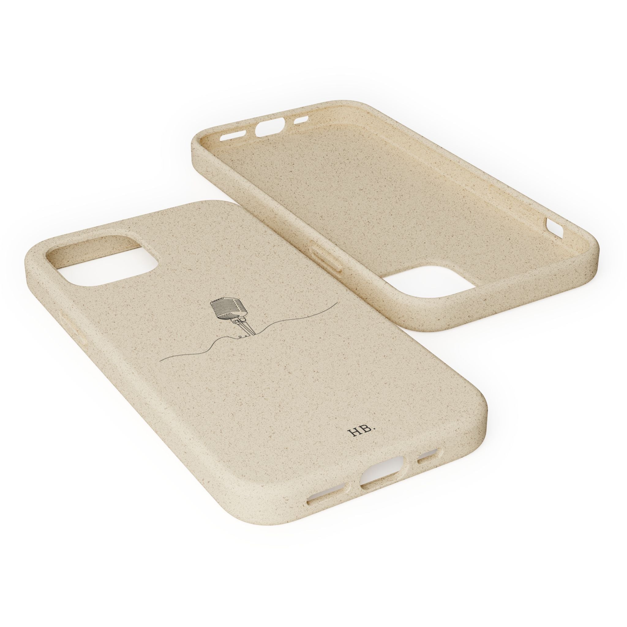 Biodegradable Phone Case — Minimal Microphone Sketch (HB), Eco-Friendly iPhone Cover