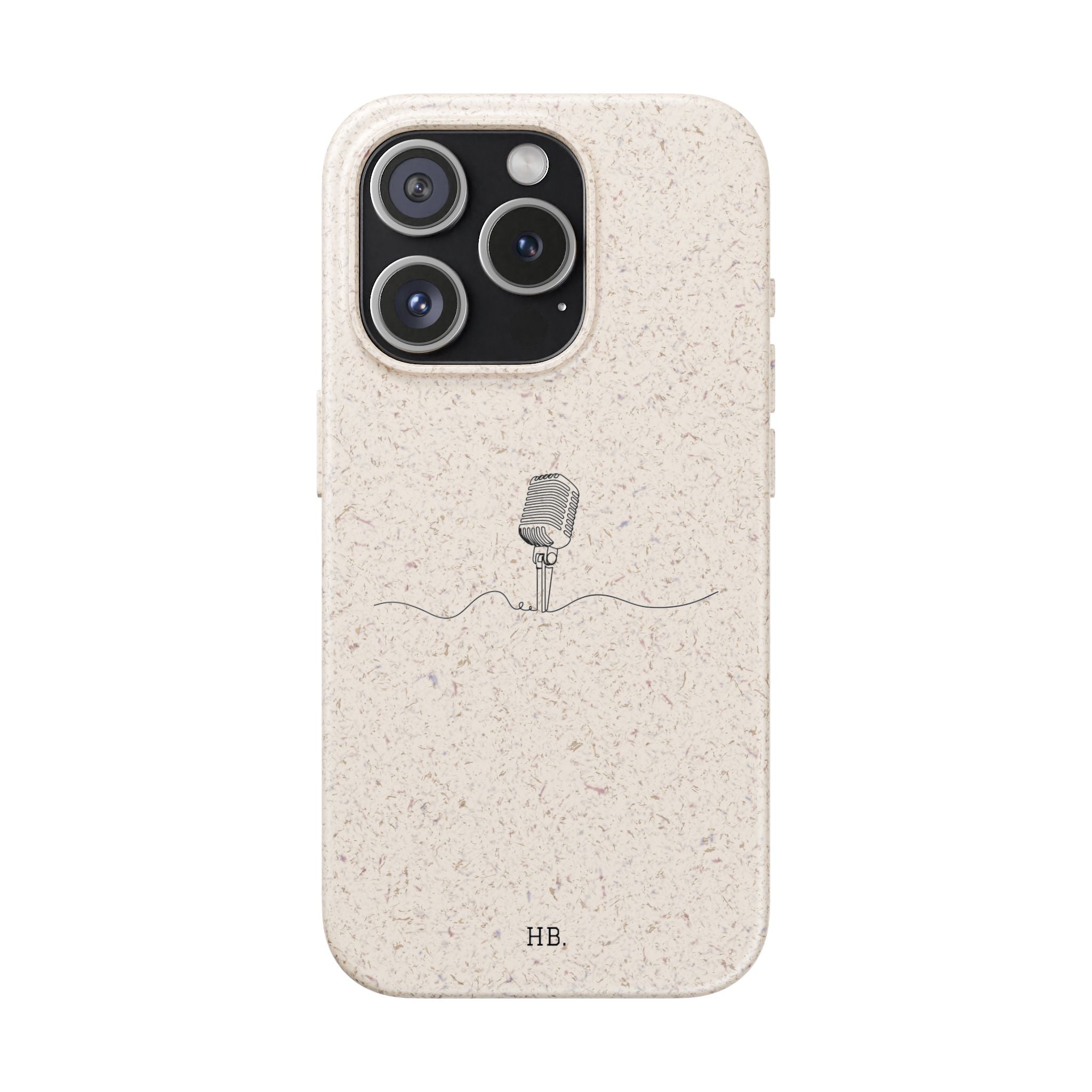 Biodegradable Phone Case — Minimal Microphone Sketch (HB), Eco-Friendly iPhone Cover