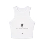 Ribbed Racer Tank — Minimalist Surf Microphone Line Art