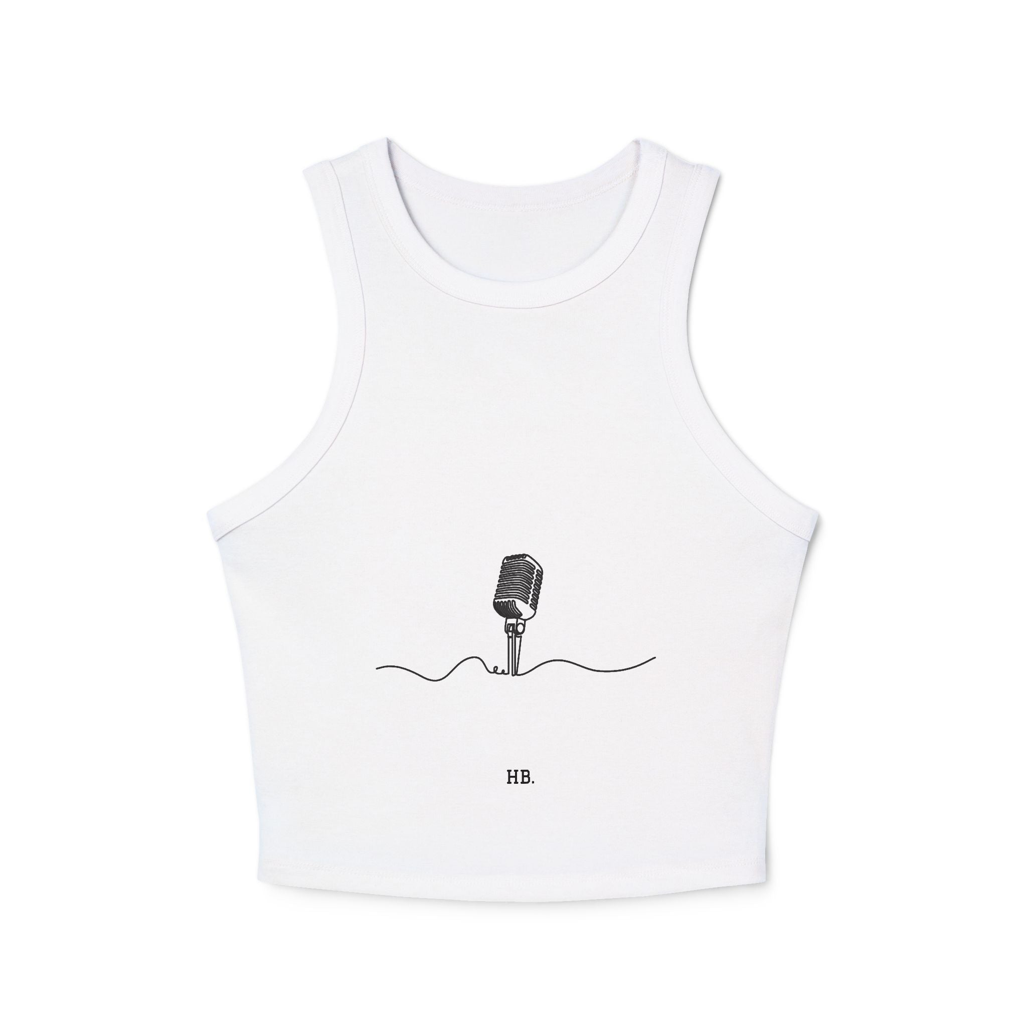 Ribbed Racer Tank — Minimalist Surf Microphone Line Art