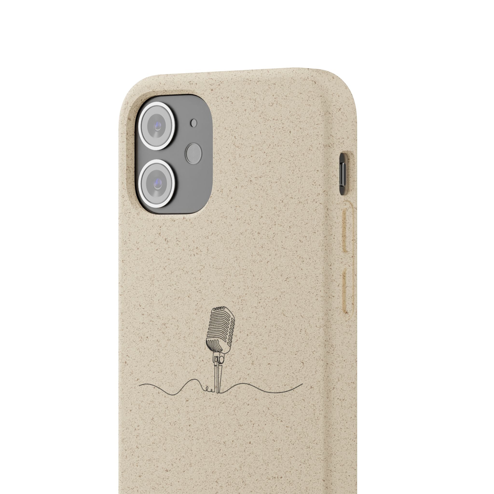 Biodegradable Phone Case — Minimal Microphone Sketch (HB), Eco-Friendly iPhone Cover