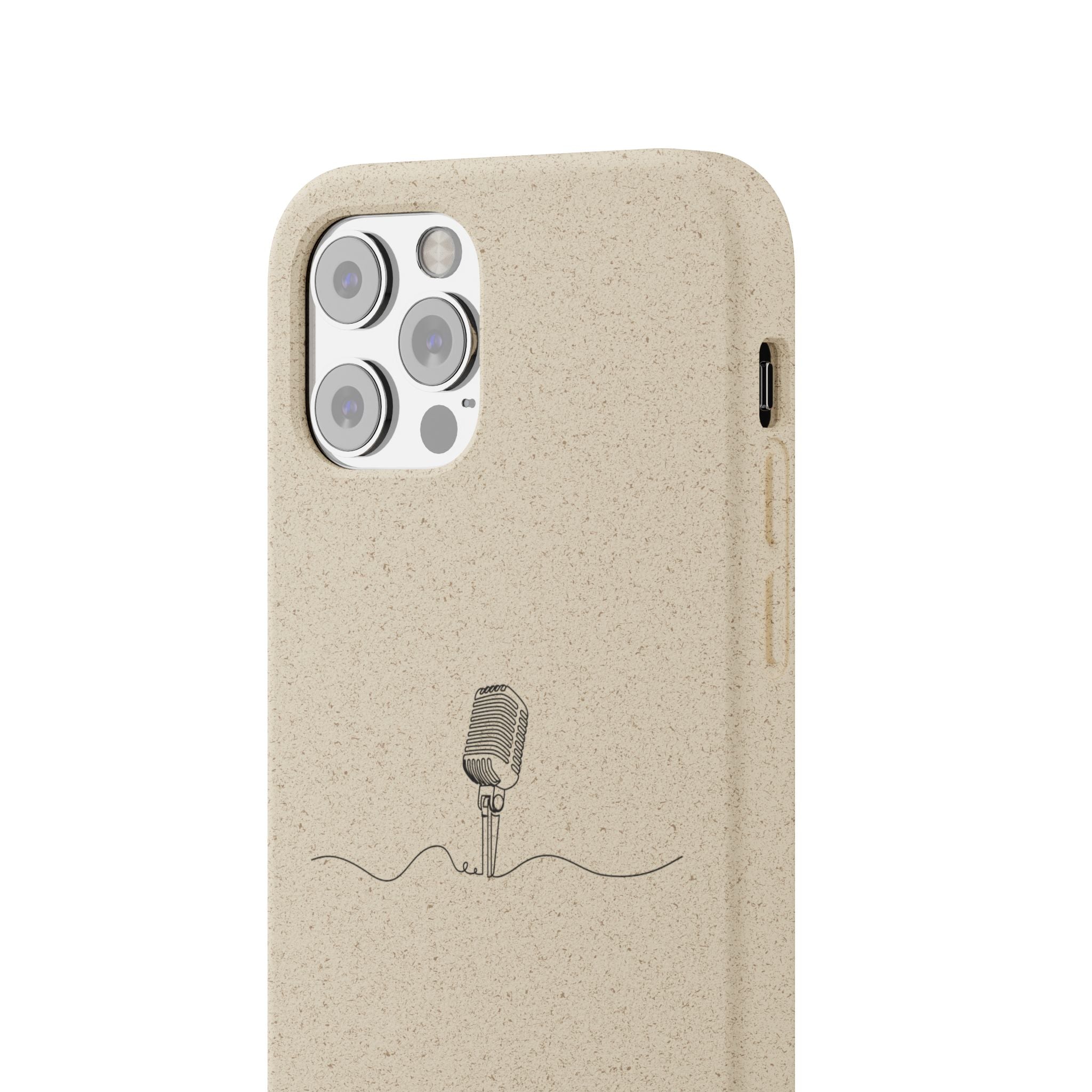 Biodegradable Phone Case — Minimal Microphone Sketch (HB), Eco-Friendly iPhone Cover
