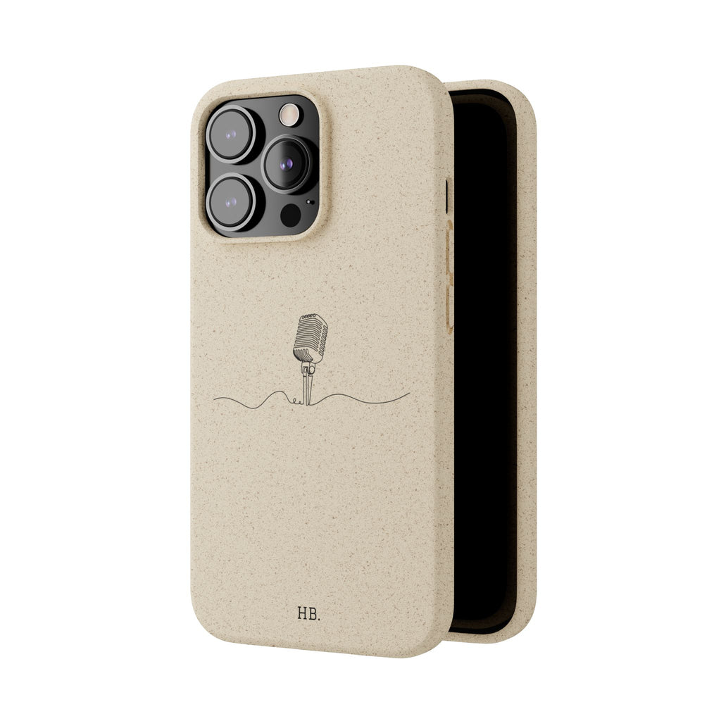 Biodegradable Phone Case — Minimal Microphone Sketch (HB), Eco-Friendly iPhone Cover