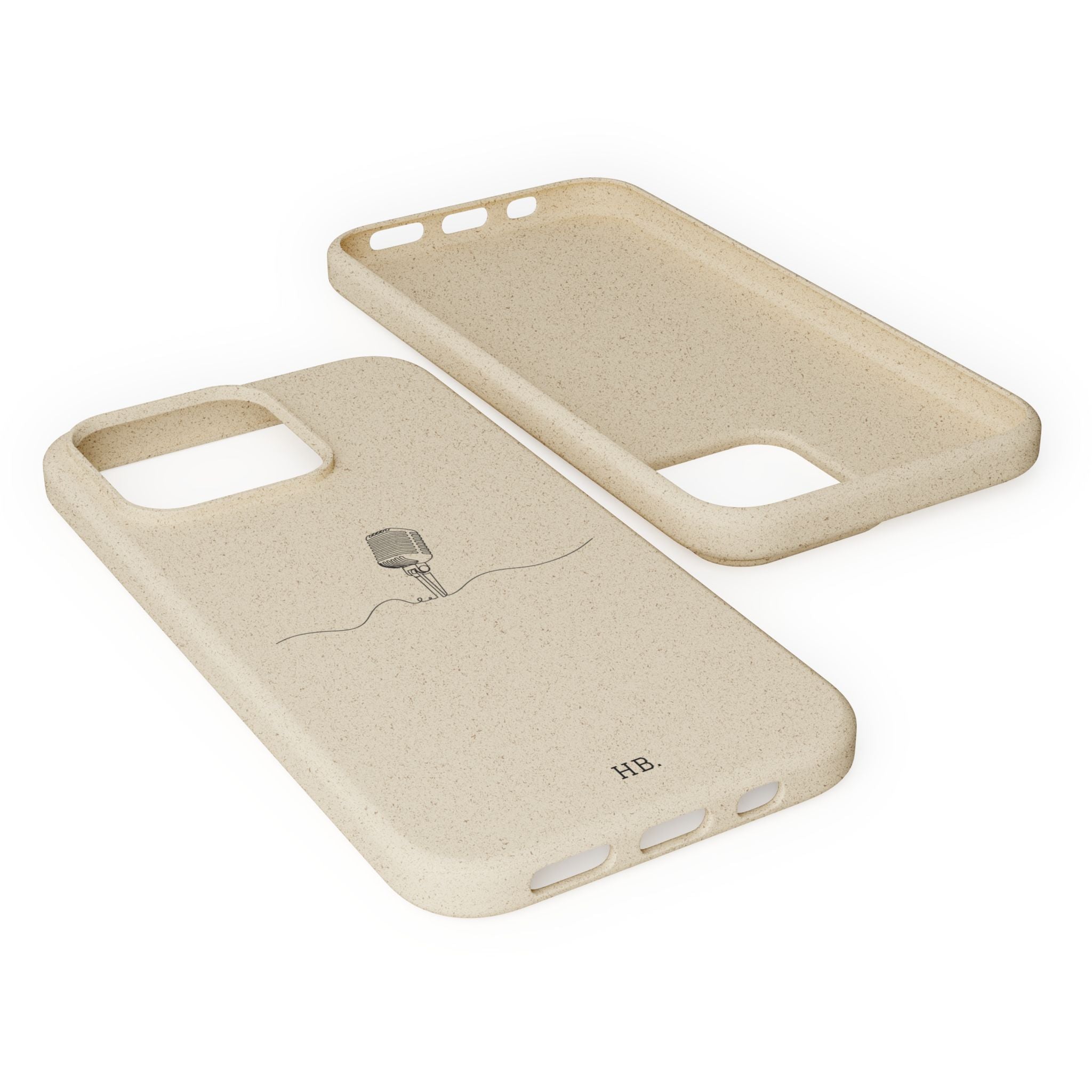 Biodegradable Phone Case — Minimal Microphone Sketch (HB), Eco-Friendly iPhone Cover