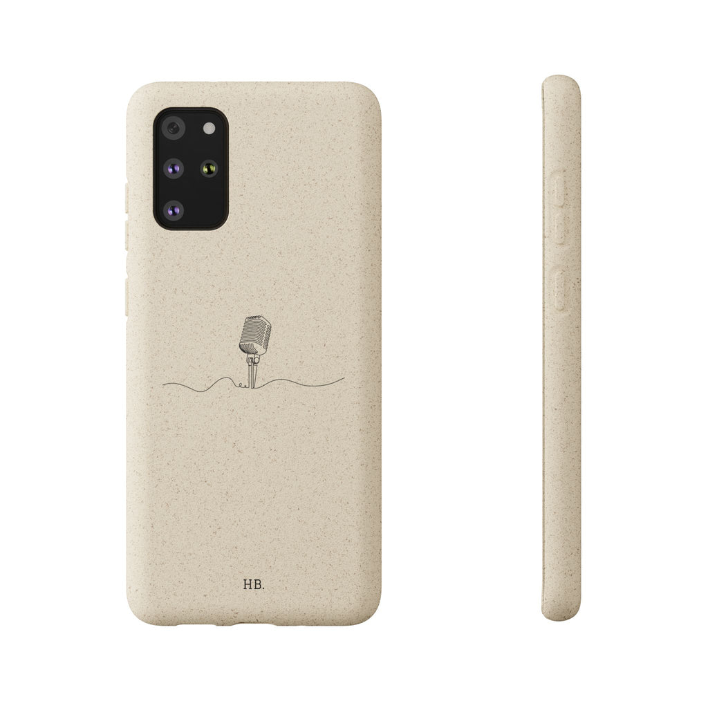 Biodegradable Phone Case — Minimal Microphone Sketch (HB), Eco-Friendly iPhone Cover