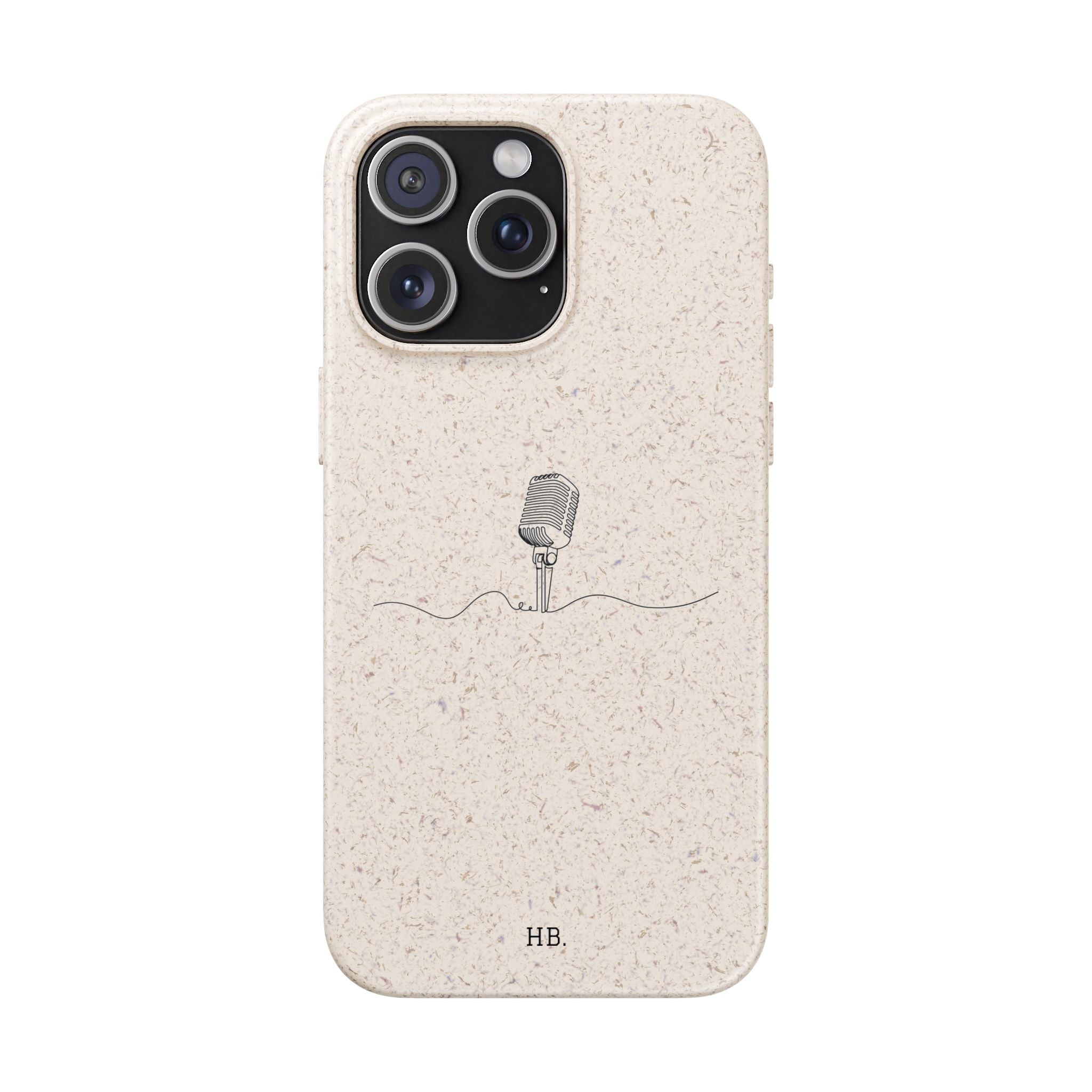 Biodegradable Phone Case — Minimal Microphone Sketch (HB), Eco-Friendly iPhone Cover
