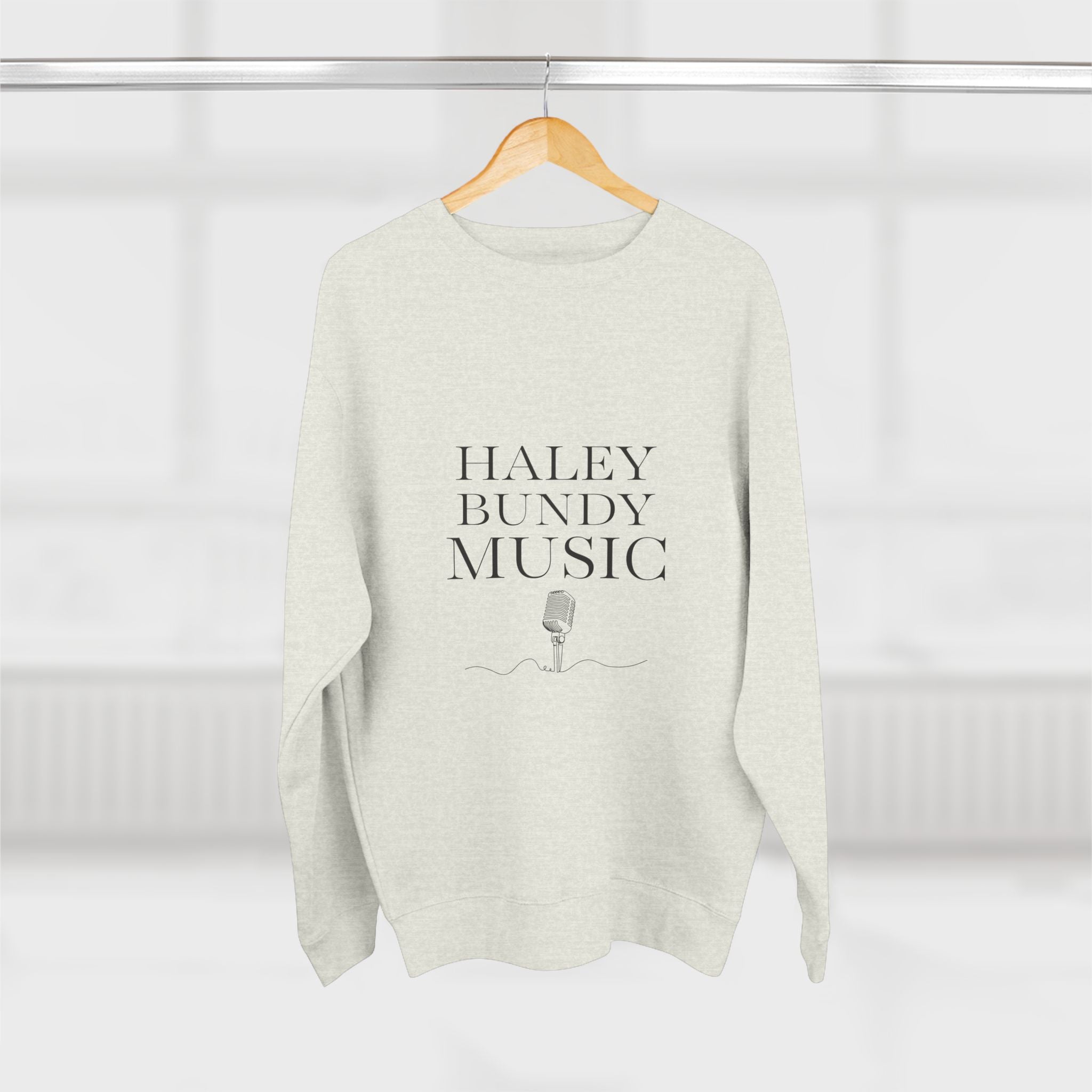 Haley Bundy Music Sweatshirt — Basic Microphone Crewneck (Mens)