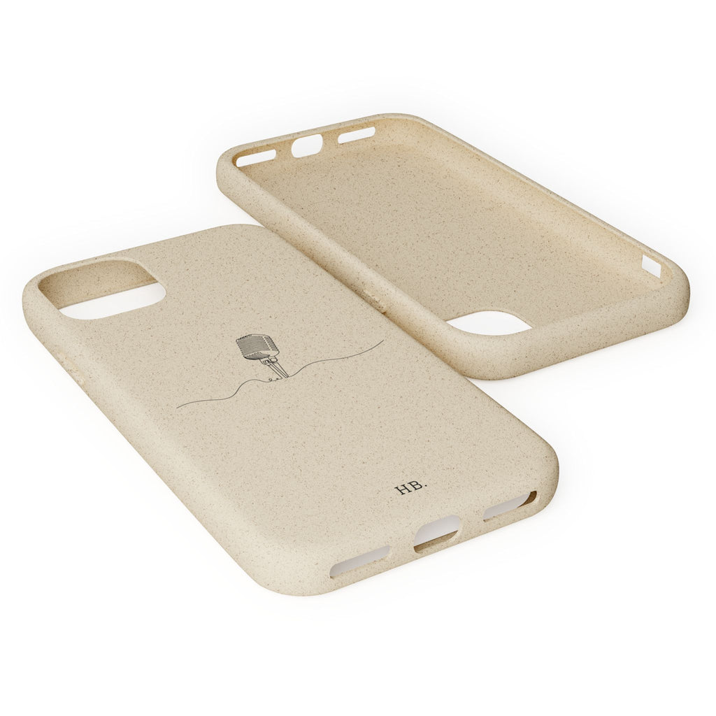 Biodegradable Phone Case — Minimal Microphone Sketch (HB), Eco-Friendly iPhone Cover