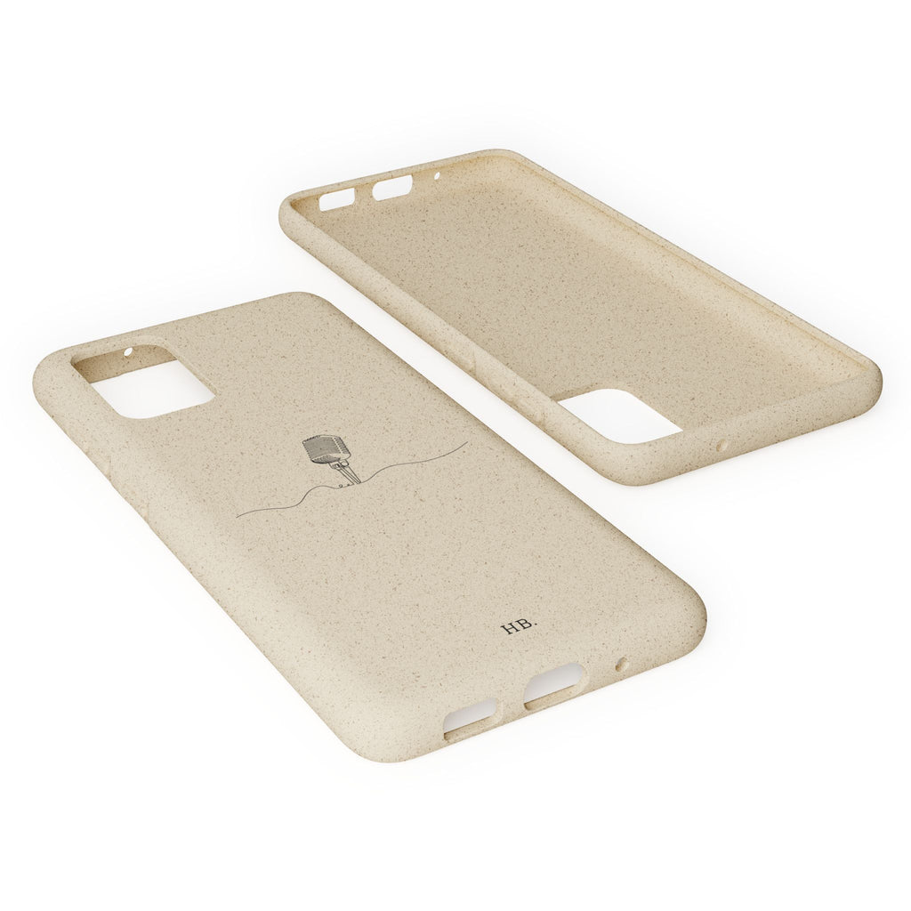 Biodegradable Phone Case — Minimal Microphone Sketch (HB), Eco-Friendly iPhone Cover