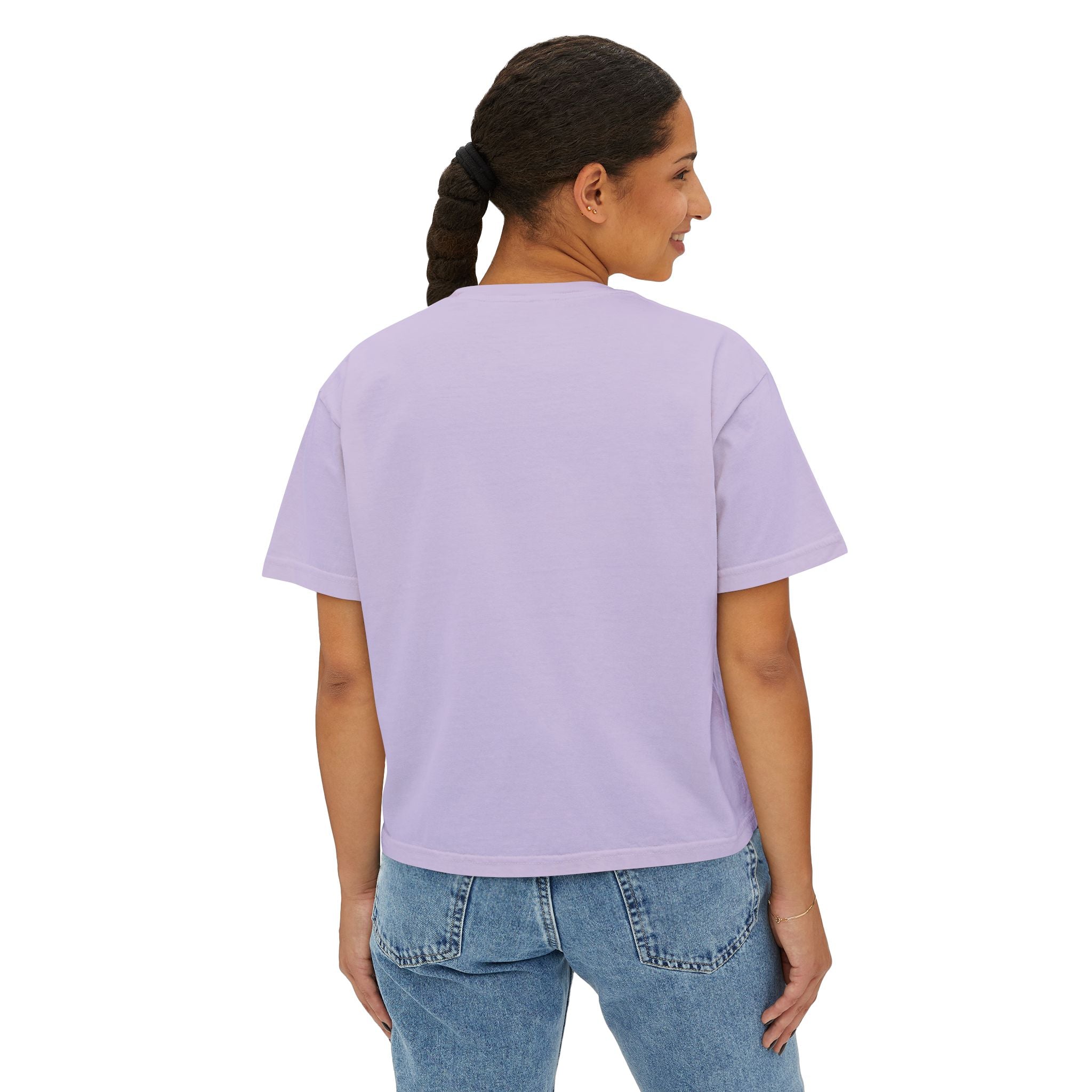 Women's Boxy Tee — "Haley Bundy" Script Name Crop T‑Shirt