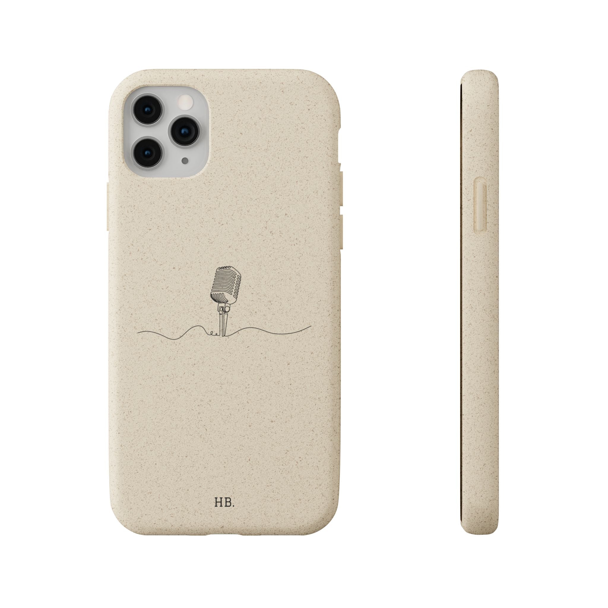 Biodegradable Phone Case — Minimal Microphone Sketch (HB), Eco-Friendly iPhone Cover