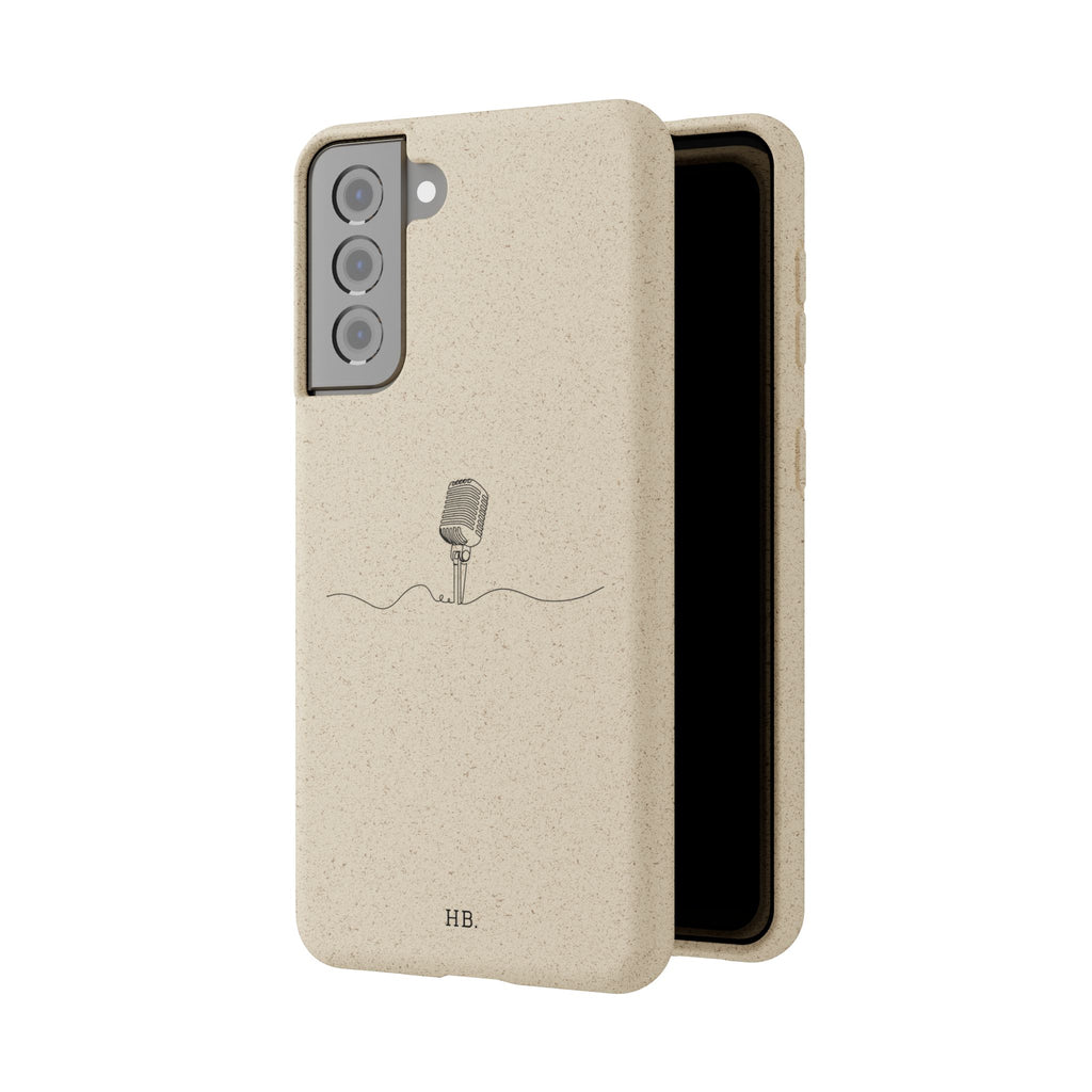 Biodegradable Phone Case — Minimal Microphone Sketch (HB), Eco-Friendly iPhone Cover