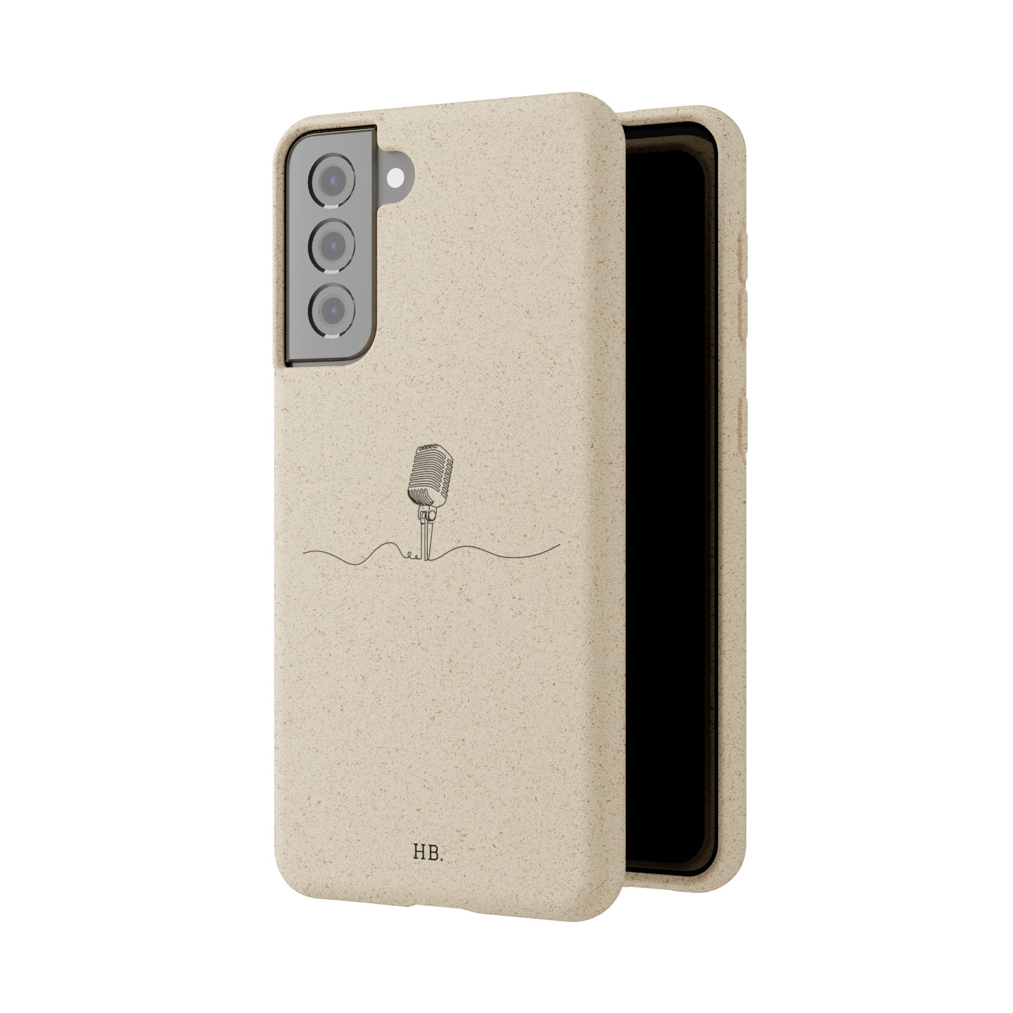 Biodegradable Phone Case — Minimal Microphone Sketch (HB), Eco-Friendly iPhone Cover