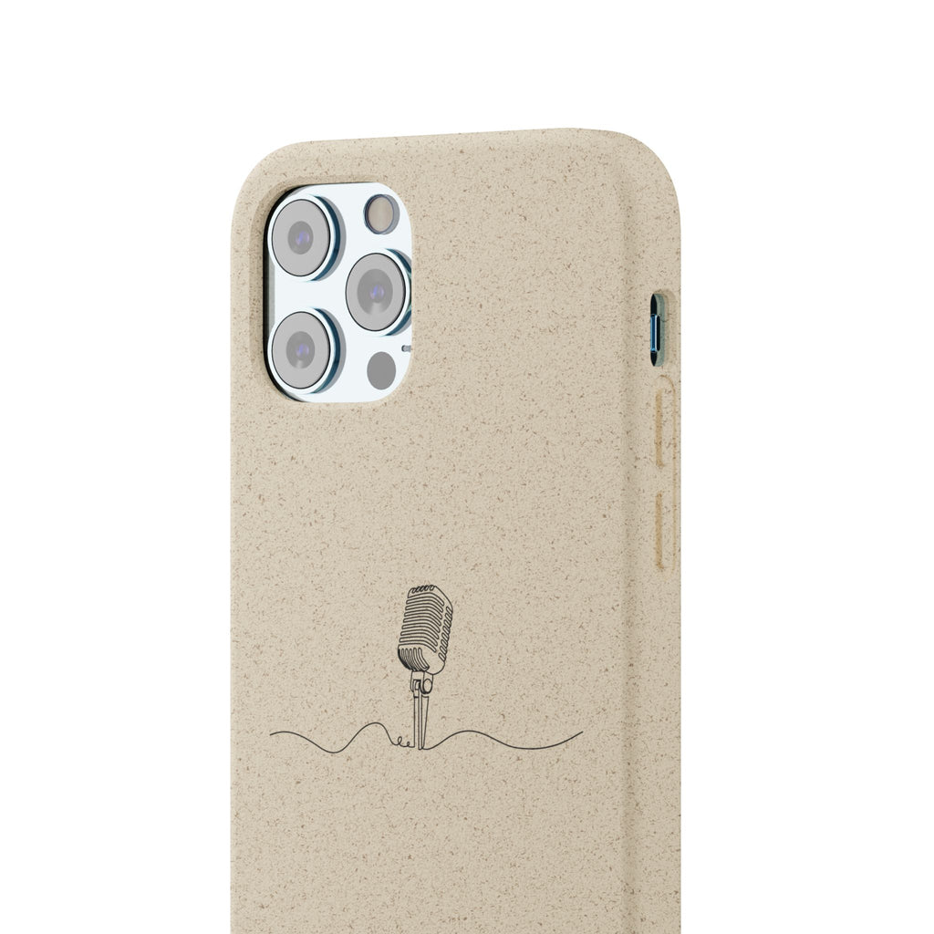 Biodegradable Phone Case — Minimal Microphone Sketch (HB), Eco-Friendly iPhone Cover