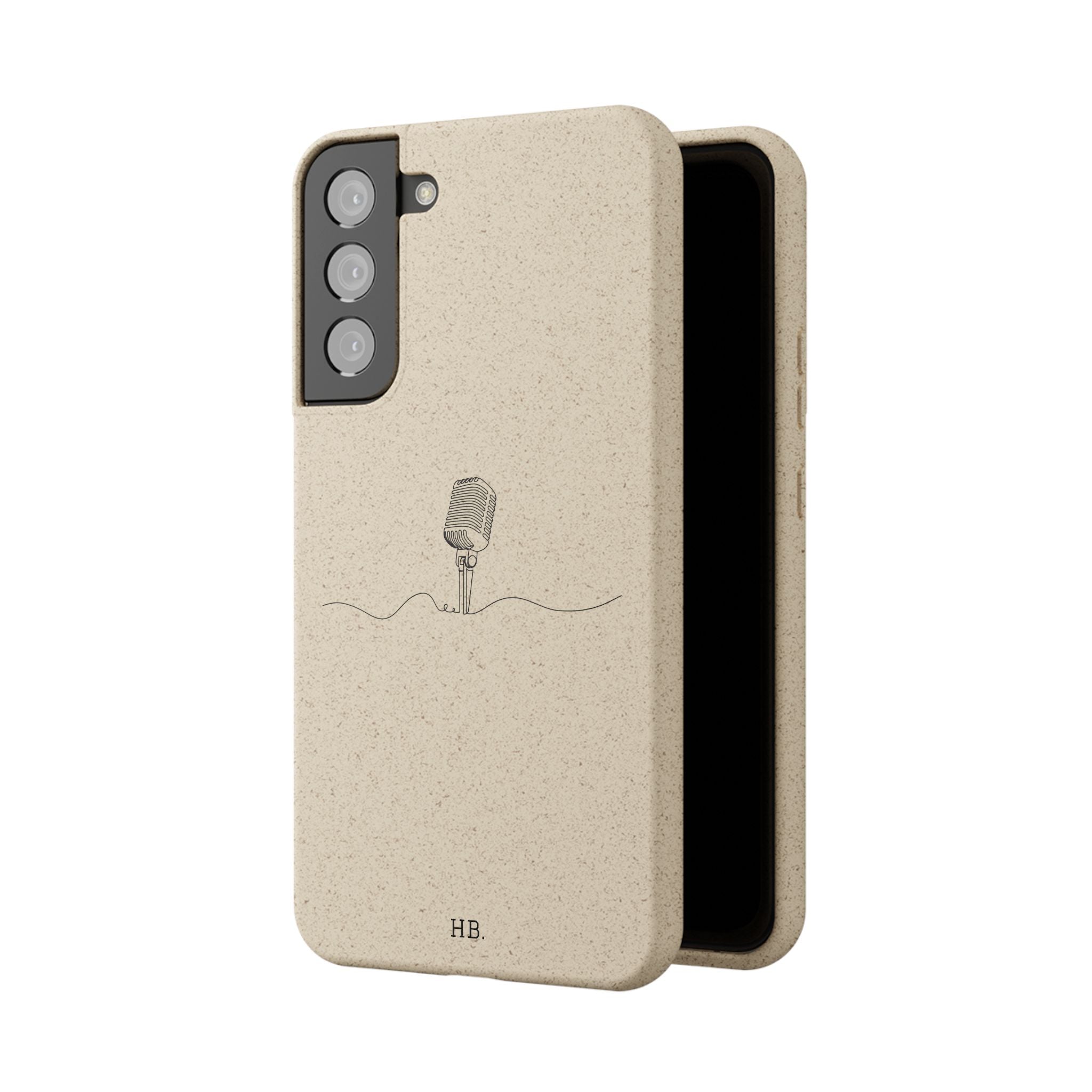 Biodegradable Phone Case — Minimal Microphone Sketch (HB), Eco-Friendly iPhone Cover