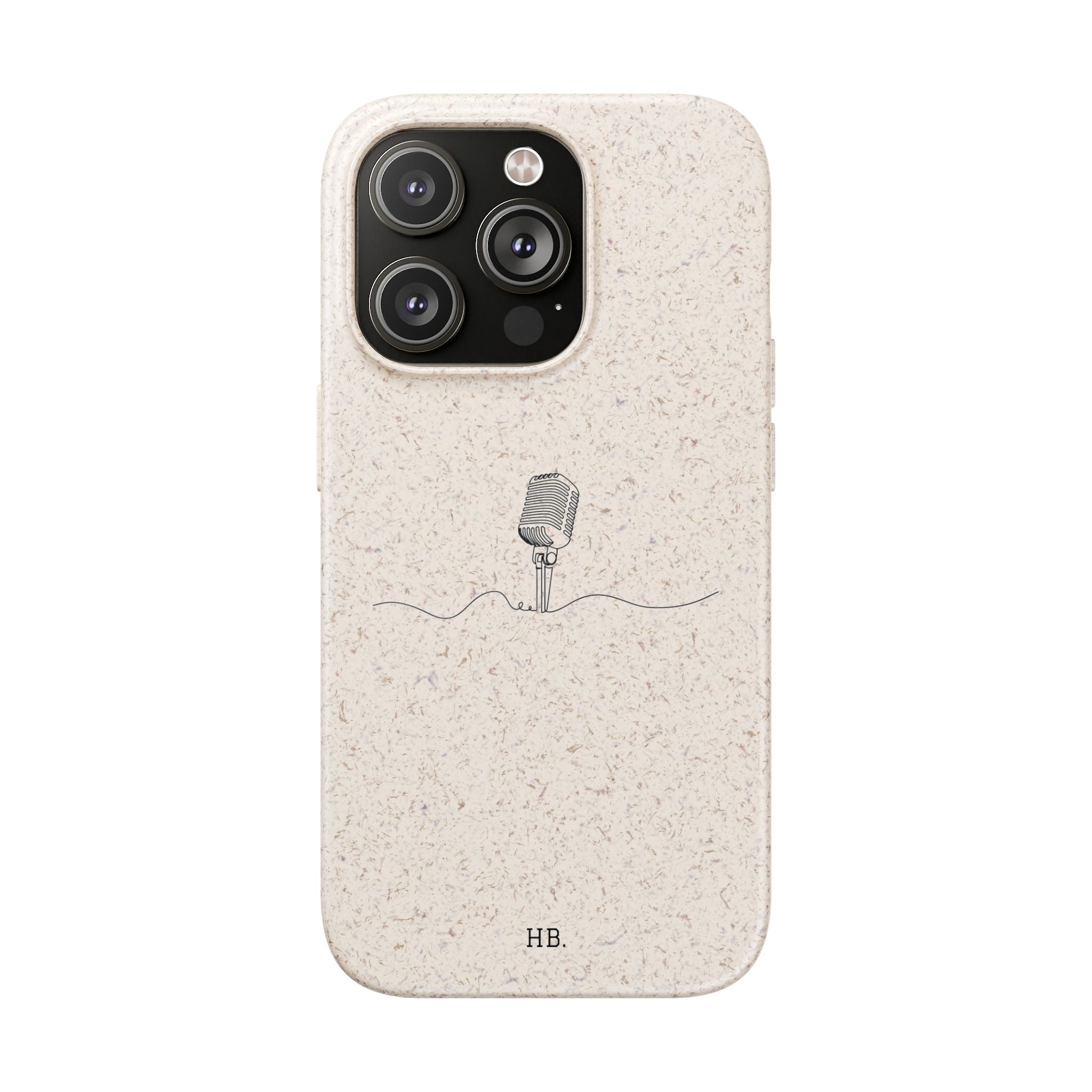 Biodegradable Phone Case — Minimal Microphone Sketch (HB), Eco-Friendly iPhone Cover