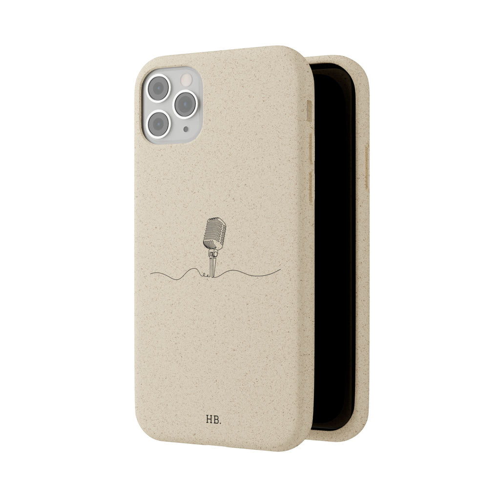Biodegradable Phone Case — Minimal Microphone Sketch (HB), Eco-Friendly iPhone Cover