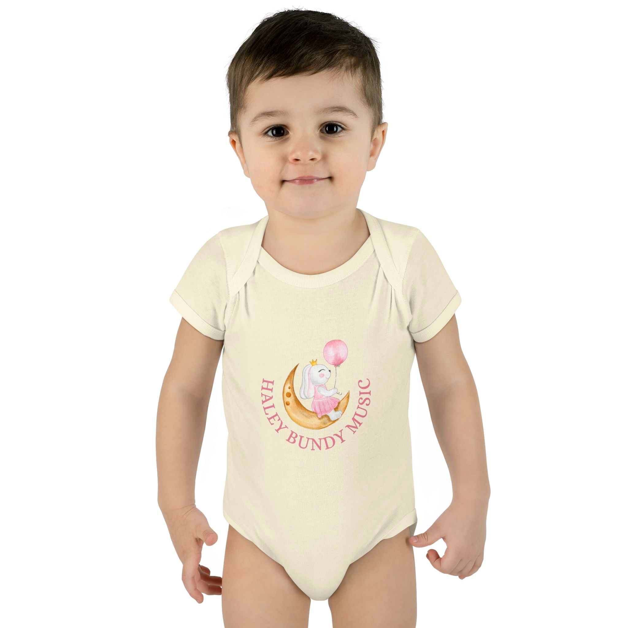Personalized Baby Bodysuit – “Haley Bundy Music” Pastel Script Infant Onesie