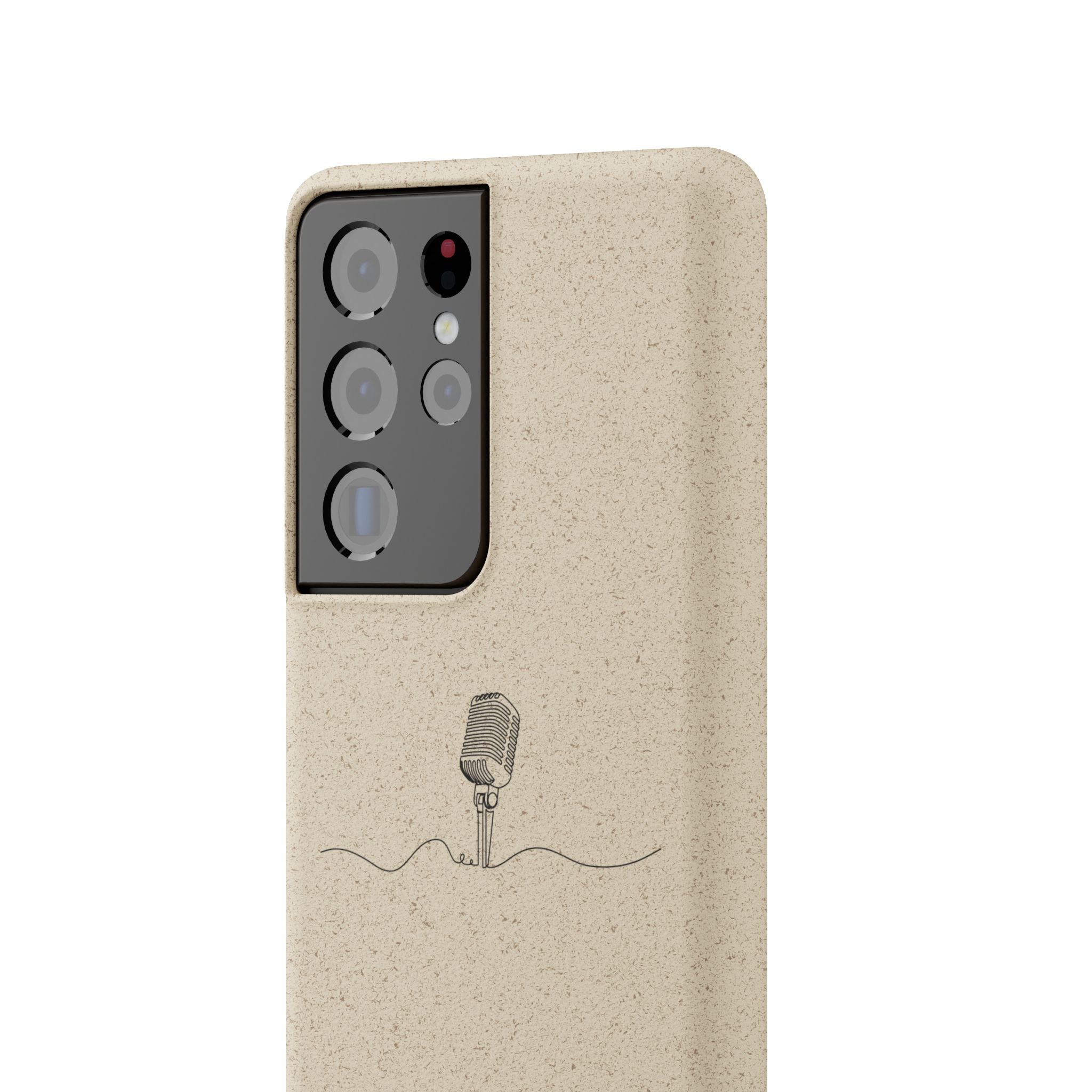 Biodegradable Phone Case — Minimal Microphone Sketch (HB), Eco-Friendly iPhone Cover