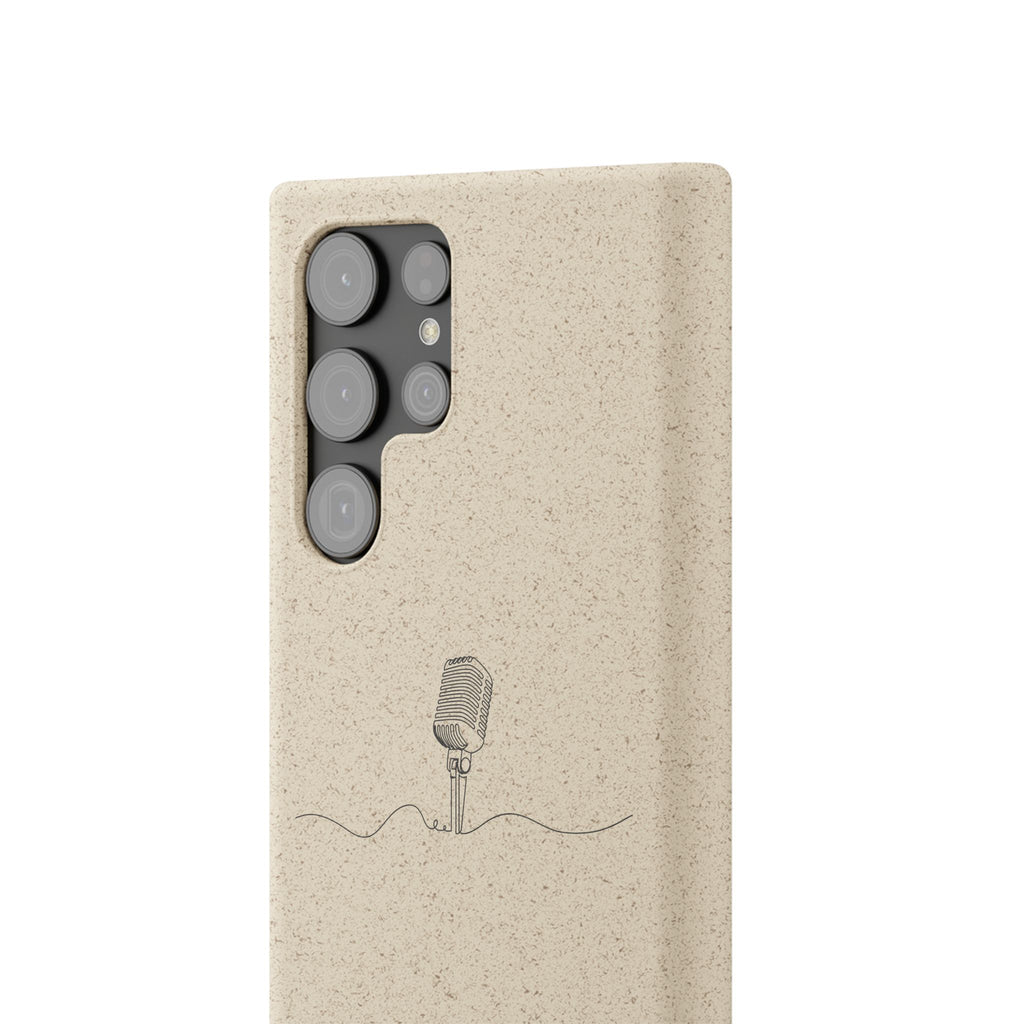 Biodegradable Phone Case — Minimal Microphone Sketch (HB), Eco-Friendly iPhone Cover