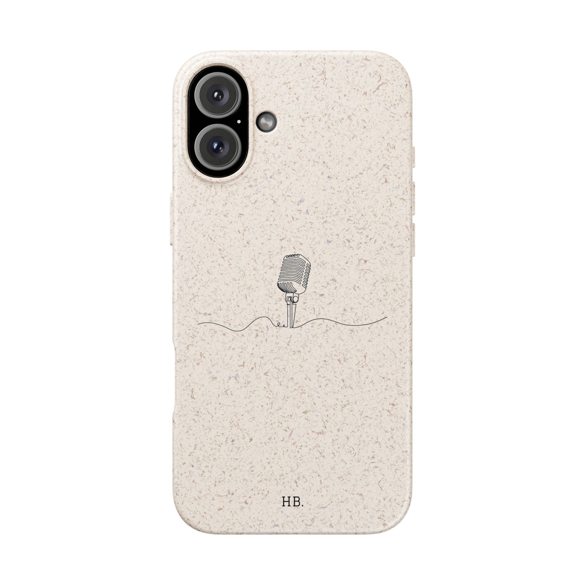 Biodegradable Phone Case — Minimal Microphone Sketch (HB), Eco-Friendly iPhone Cover