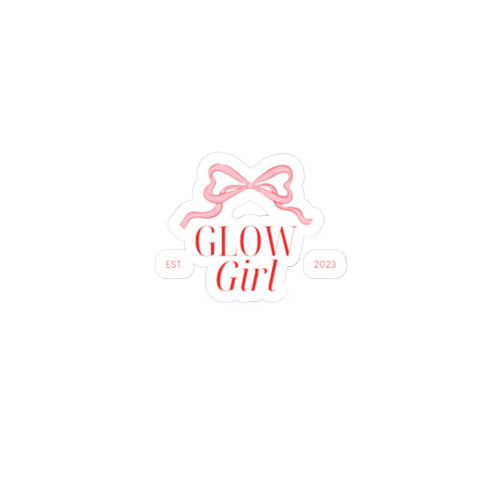 Glow Girl Kiss-Cut Sticker — Pink Bow Aesthetic Decorative Decal