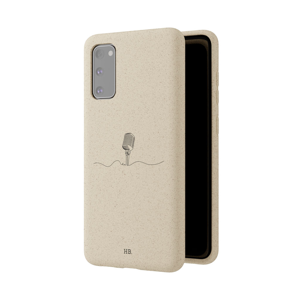 Biodegradable Phone Case — Minimal Microphone Sketch (HB), Eco-Friendly iPhone Cover