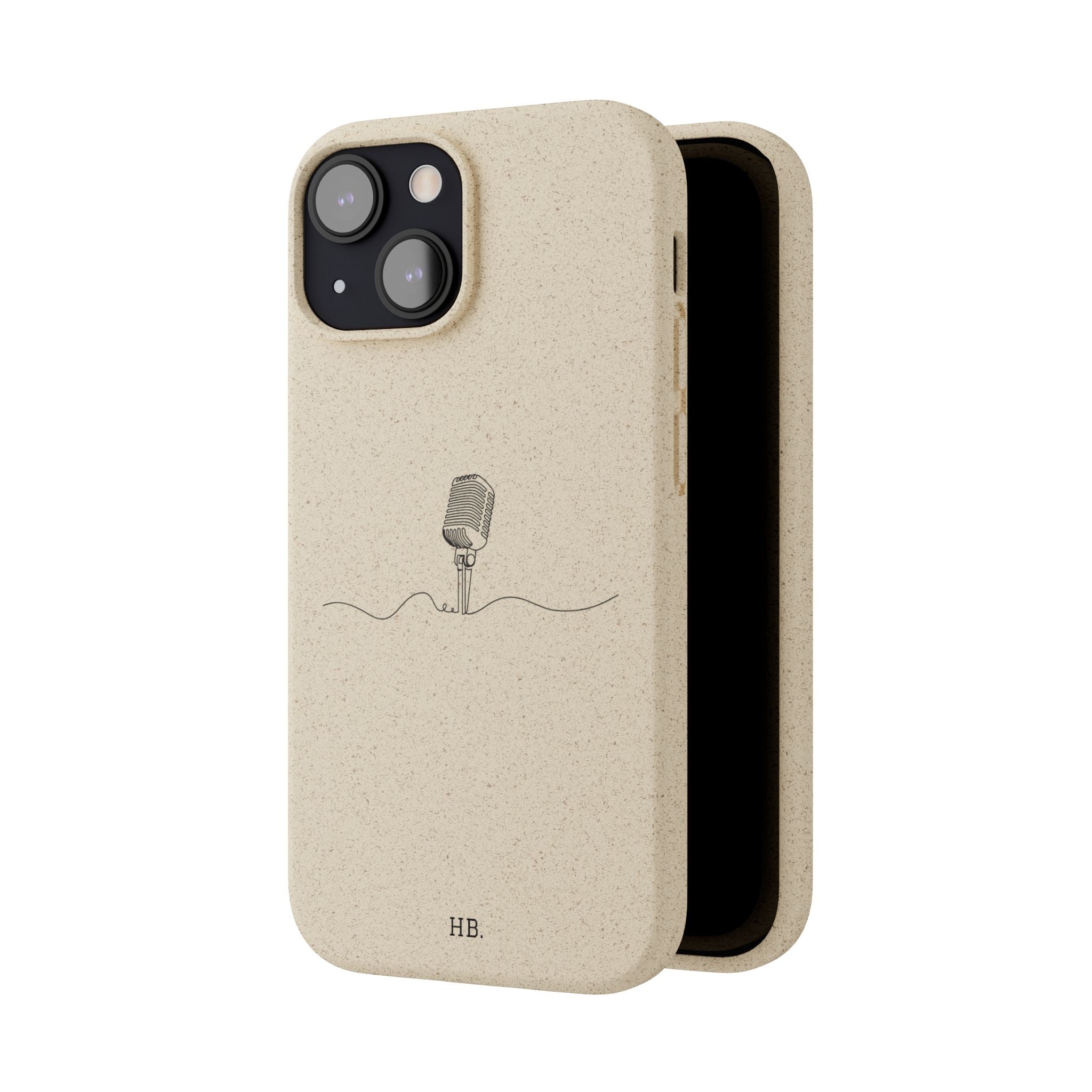 Biodegradable Phone Case — Minimal Microphone Sketch (HB), Eco-Friendly iPhone Cover