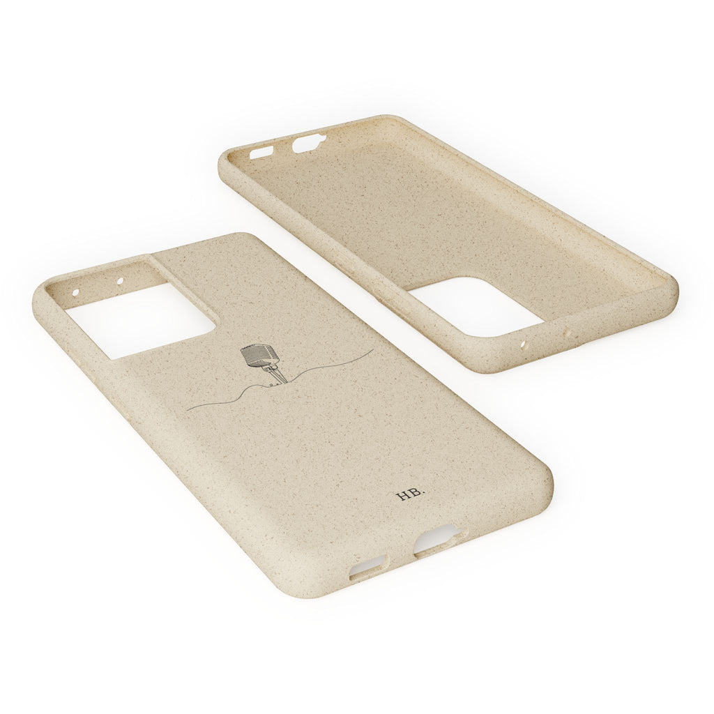 Biodegradable Phone Case — Minimal Microphone Sketch (HB), Eco-Friendly iPhone Cover
