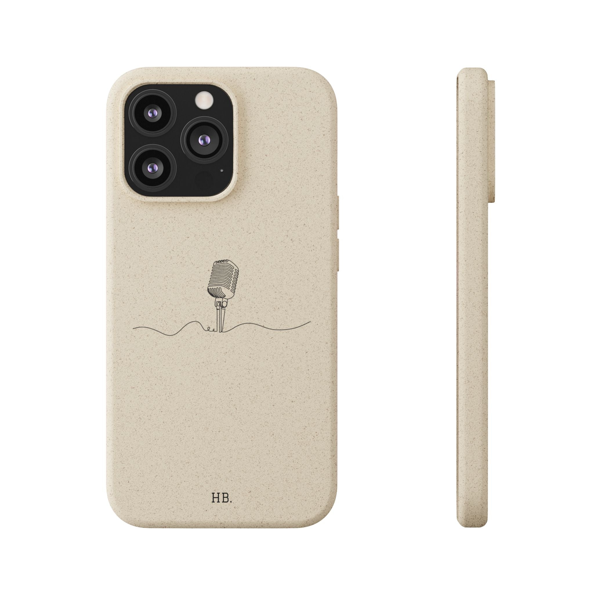 Biodegradable Phone Case — Minimal Microphone Sketch (HB), Eco-Friendly iPhone Cover