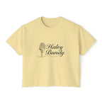 Women's Boxy Tee — "Haley Bundy" Script Name Crop T‑Shirt