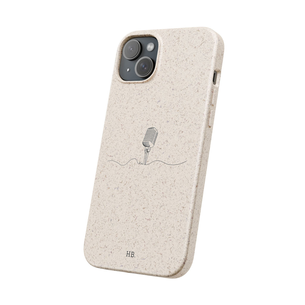 Biodegradable Phone Case — Minimal Microphone Sketch (HB), Eco-Friendly iPhone Cover