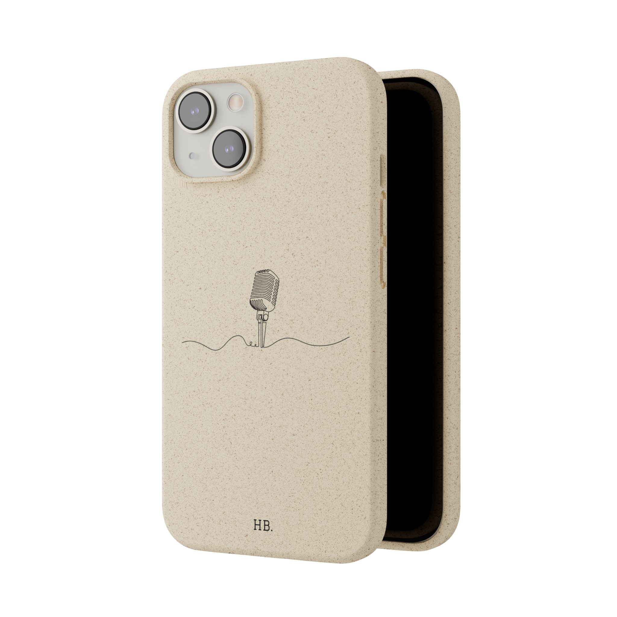 Biodegradable Phone Case — Minimal Microphone Sketch (HB), Eco-Friendly iPhone Cover