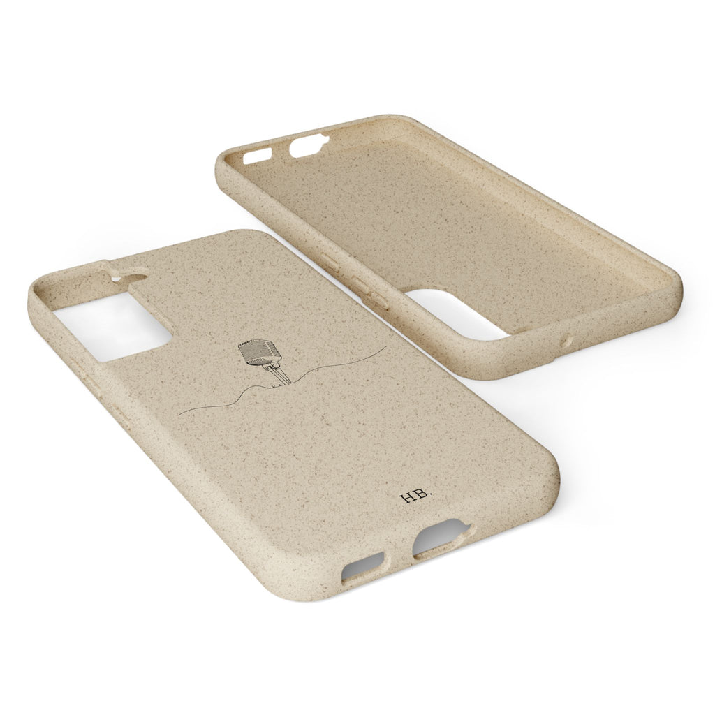 Biodegradable Phone Case — Minimal Microphone Sketch (HB), Eco-Friendly iPhone Cover