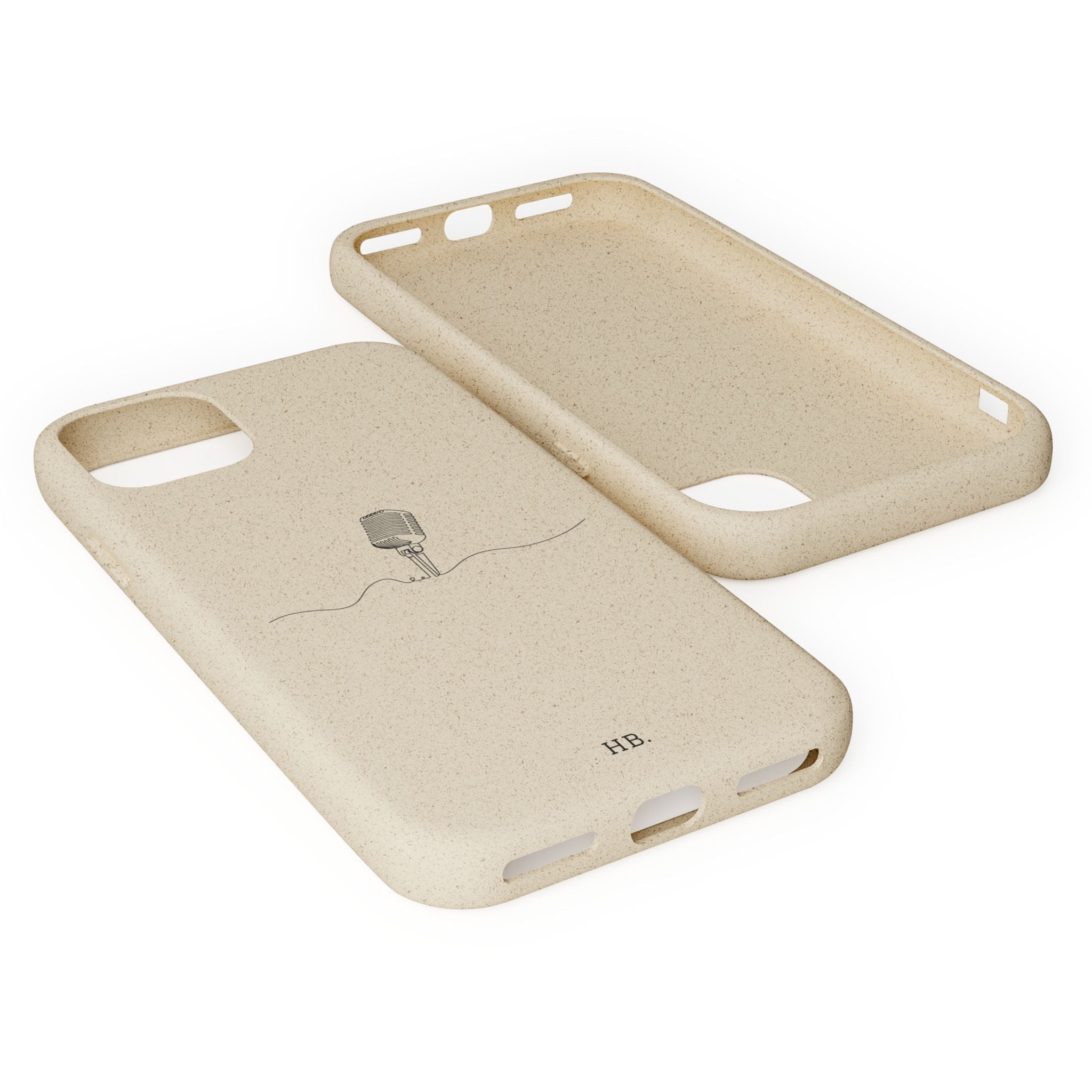Biodegradable Phone Case — Minimal Microphone Sketch (HB), Eco-Friendly iPhone Cover