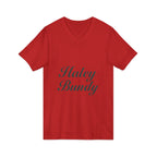 Name Script V-Neck Tee — "Haley Bundy" Personalized Serif Shirt