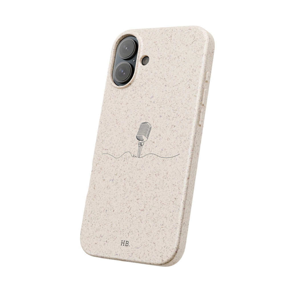 Biodegradable Phone Case — Minimal Microphone Sketch (HB), Eco-Friendly iPhone Cover