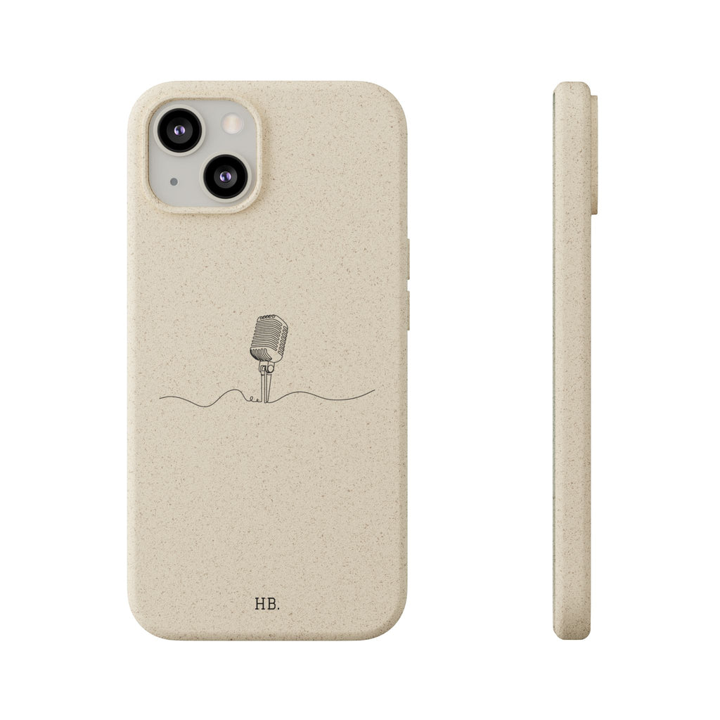 Biodegradable Phone Case — Minimal Microphone Sketch (HB), Eco-Friendly iPhone Cover
