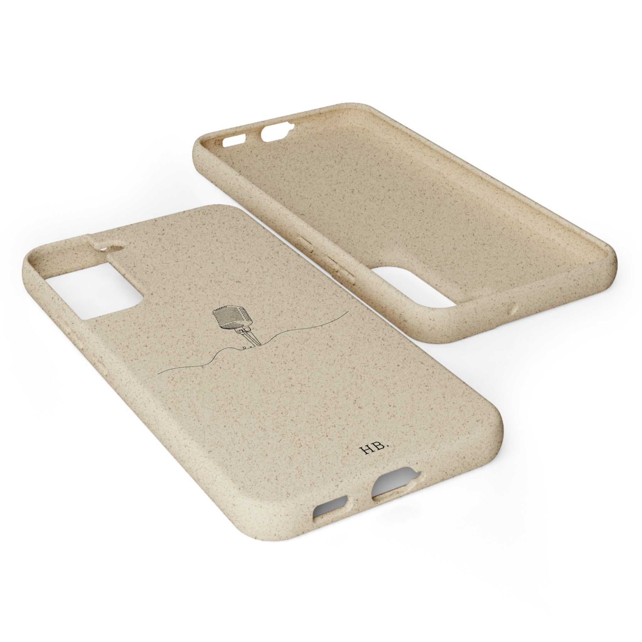 Biodegradable Phone Case — Minimal Microphone Sketch (HB), Eco-Friendly iPhone Cover