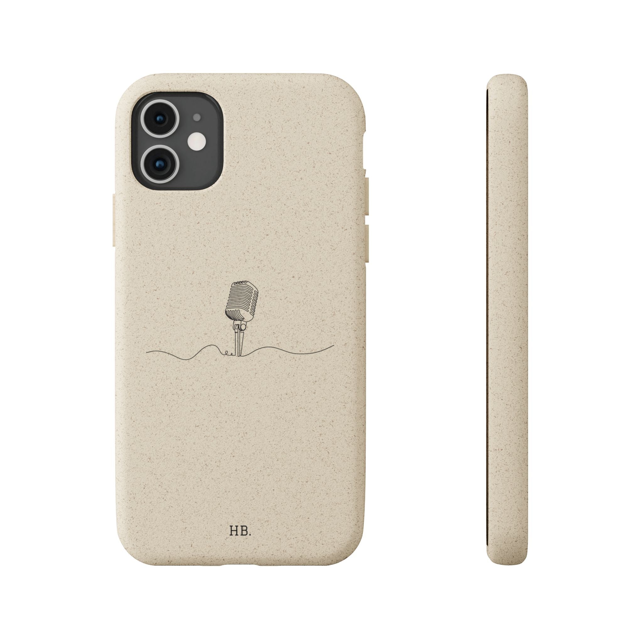 Biodegradable Phone Case — Minimal Microphone Sketch (HB), Eco-Friendly iPhone Cover