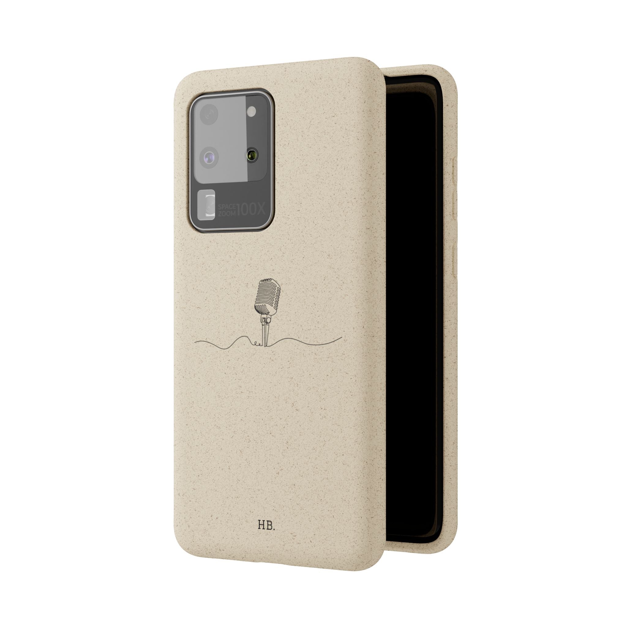 Biodegradable Phone Case — Minimal Microphone Sketch (HB), Eco-Friendly iPhone Cover